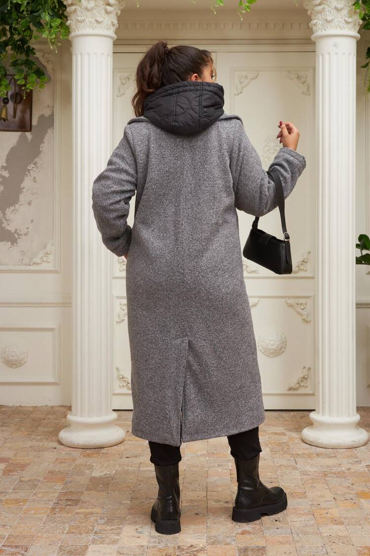 Grey Elegant Wrapover Single-Breasted Coat