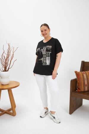 Casual Plus Size Tshirt With Letter Print