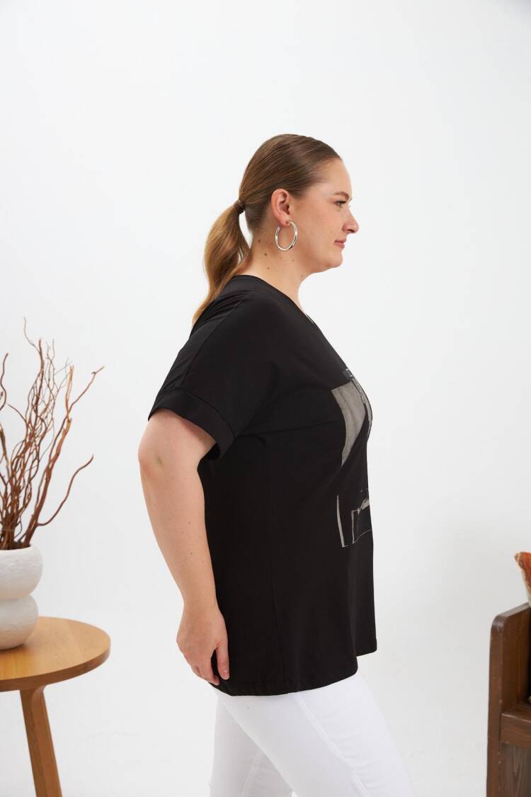 Casual Plus Size Tshirt With Letter Print