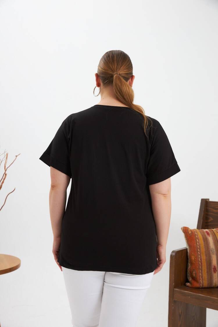 Casual Plus Size Tshirt With Letter Print