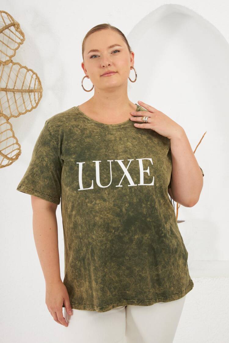 Green Casual Plus Size Streetwear Tshirt