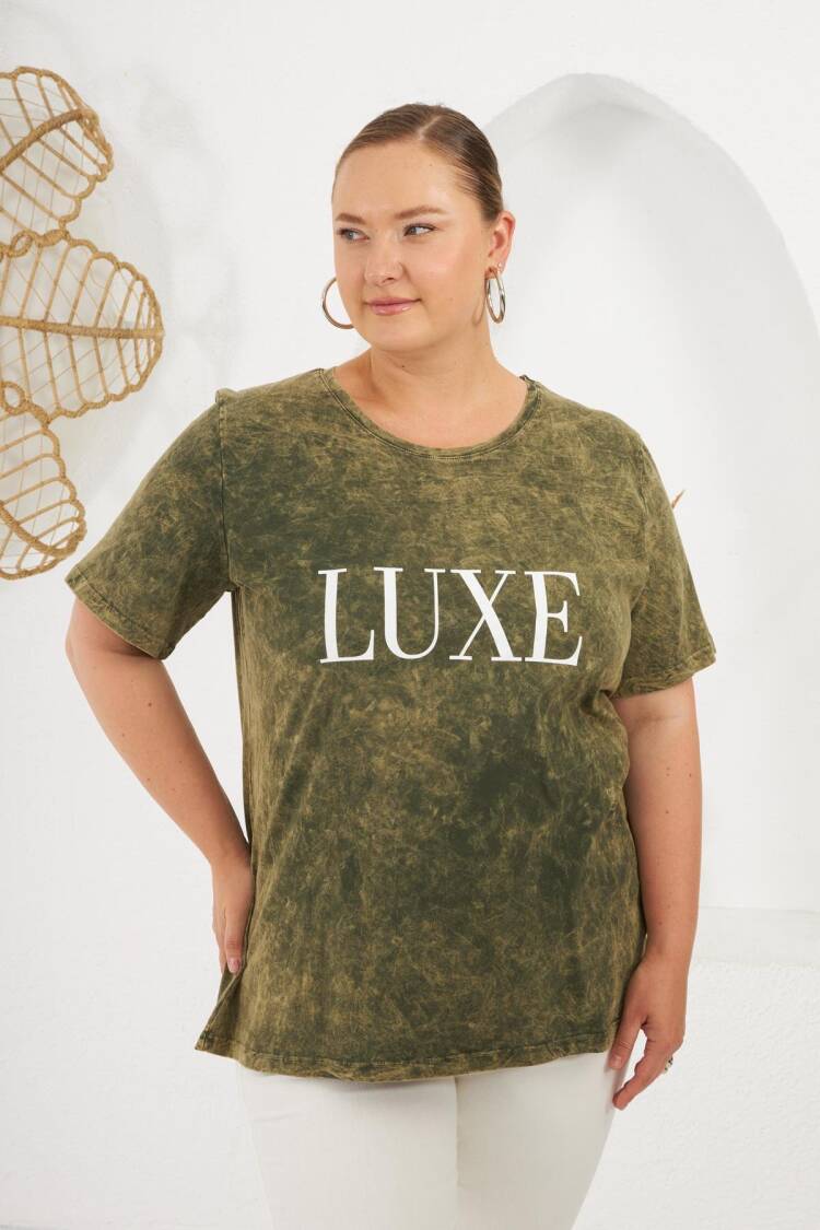 Green Casual Plus Size Streetwear Tshirt