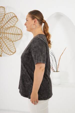 Black Casual Plus Size Letter Print Tshirt