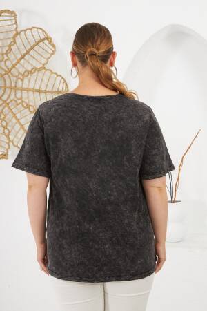 Black Casual Plus Size Letter Print Tshirt
