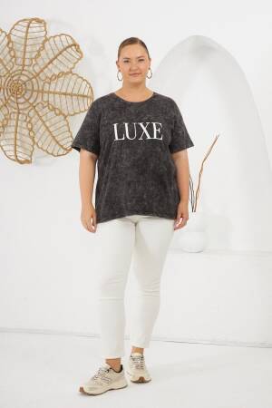 Black Casual Plus Size Letter Print Tshirt