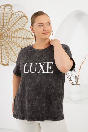 Black Casual Plus Size Letter Print Tshirt