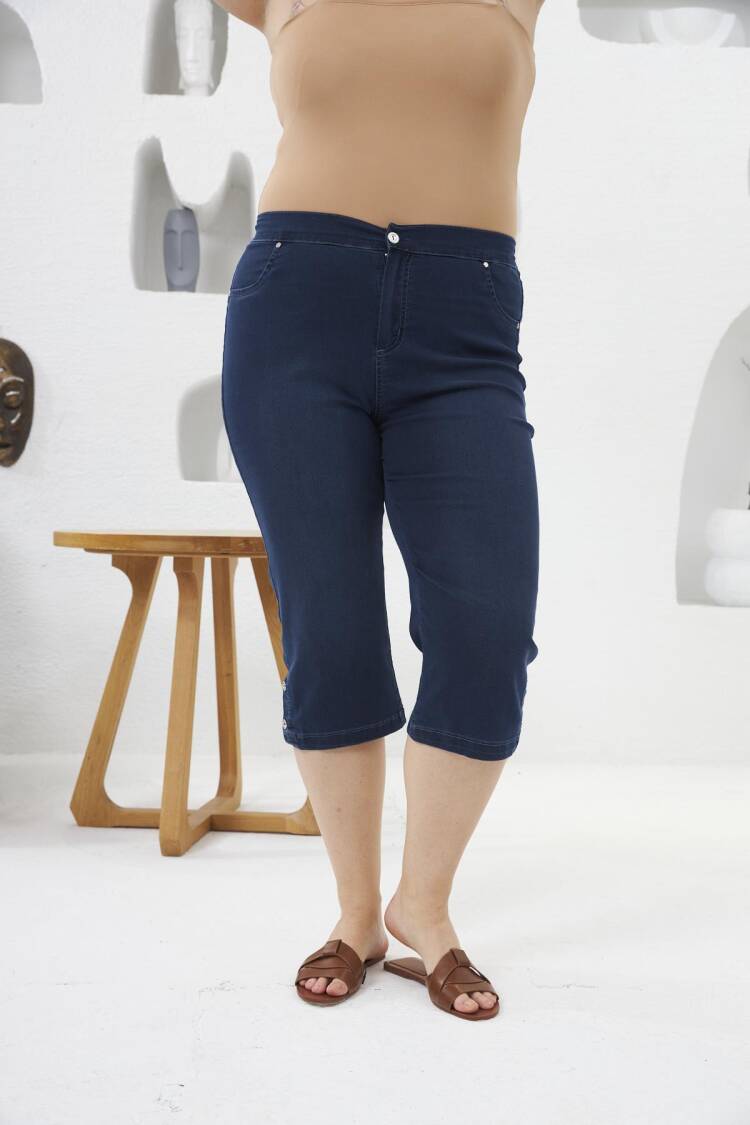 NavyDenim Shorts Casual Plus Size Bermuda