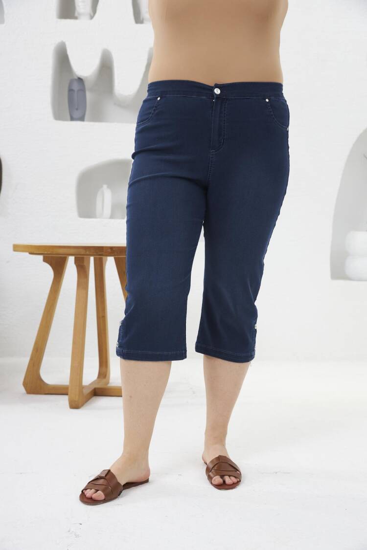 NavyDenim Shorts Casual Plus Size Bermuda