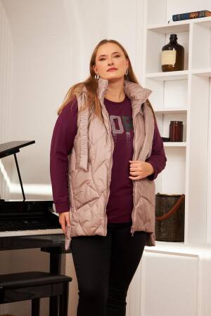 Beige Casual Plus Size Vest With Zip Up Closure