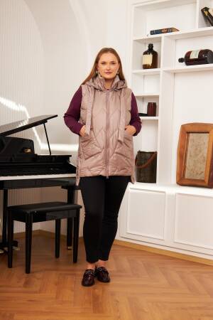 Beige Casual Plus Size Vest With Zip Up Closure