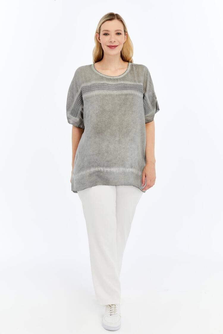 Grey Casual Oversized Fit Blouse