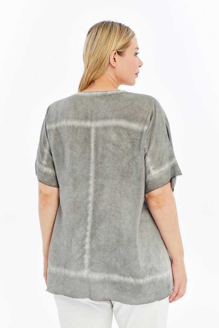 Grey Casual Oversized Fit Blouse