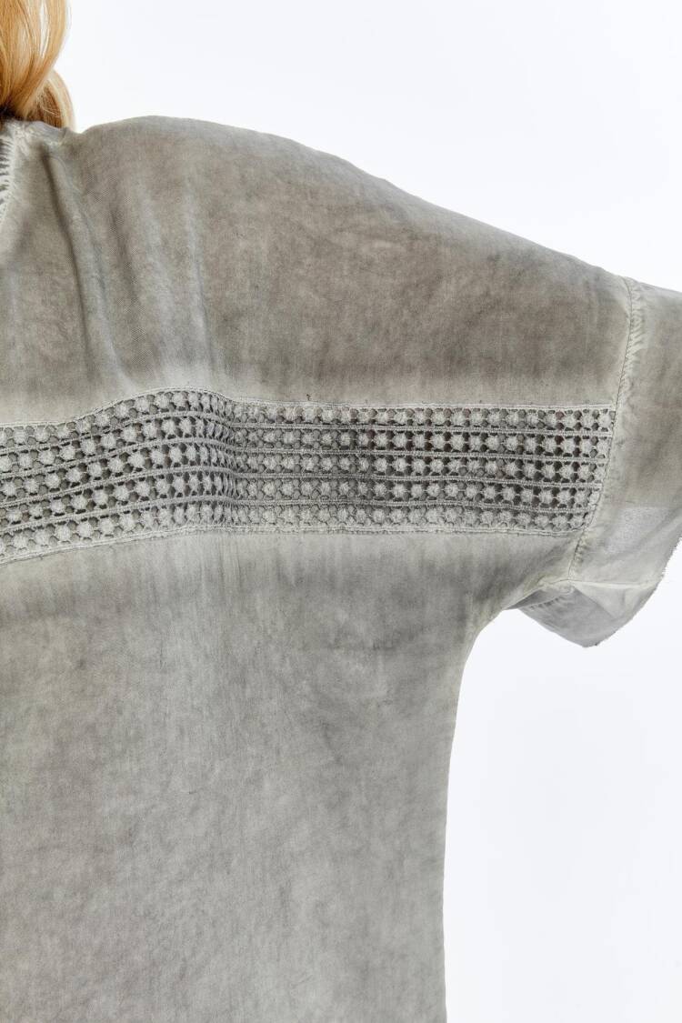 Grey Casual Oversized Fit Blouse