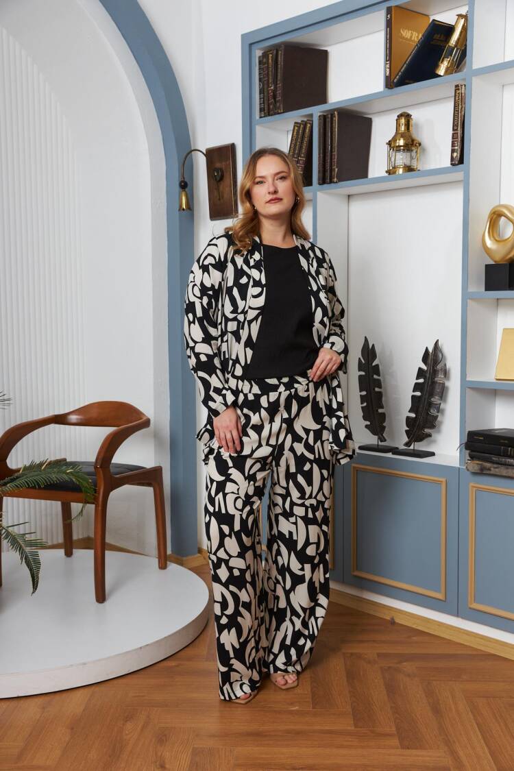 Black Elegant Plus Size Palazzo Set
