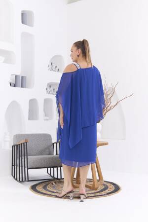 Elegant Blue Shift Dress With Half Sleeves