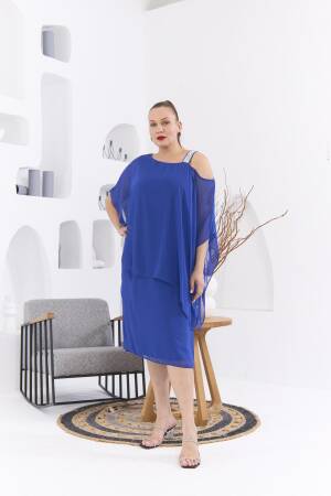 Elegant Blue Shift Dress With Half Sleeves