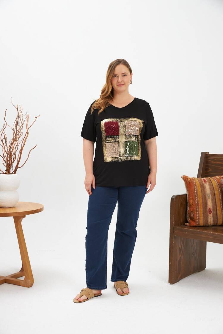 Glam Casual Plus Size Tshirt V-Neck