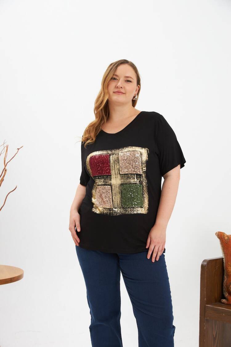 Glam Casual Plus Size Tshirt V-Neck
