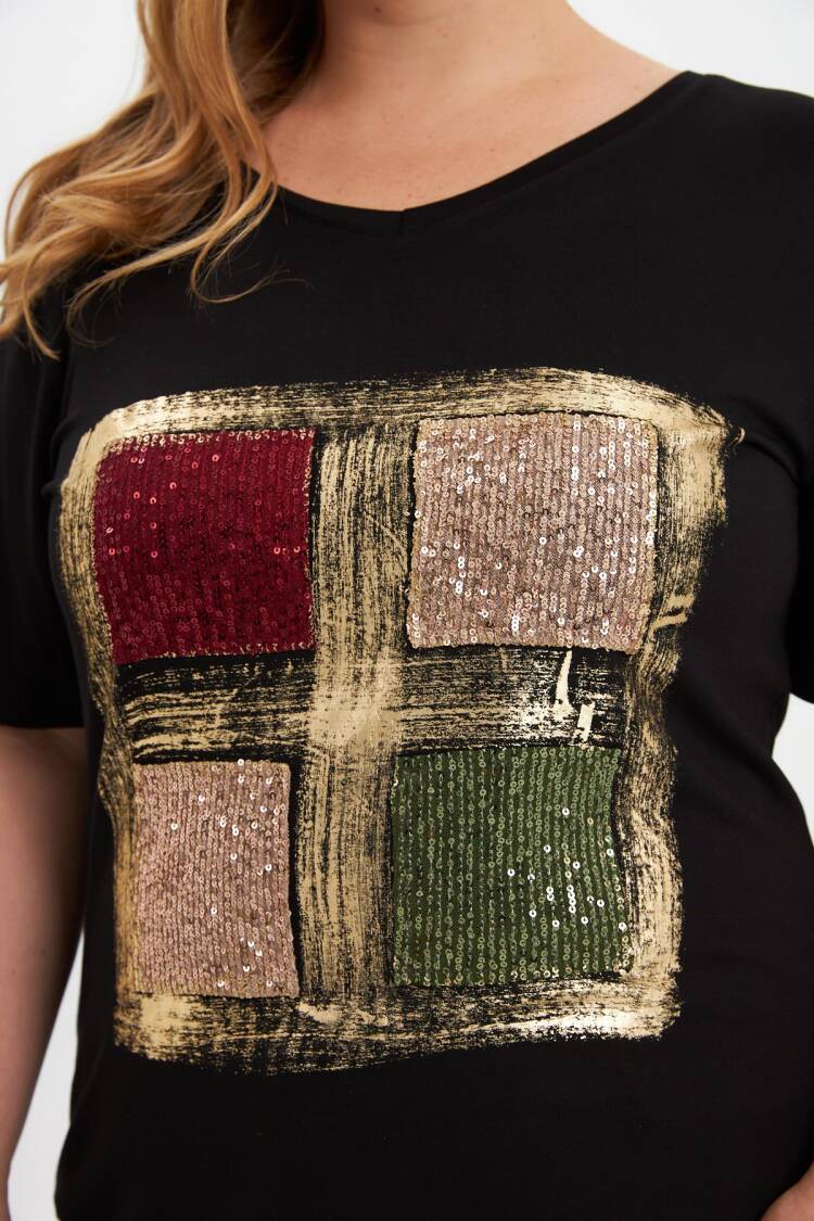 Glam Casual Plus Size Tshirt V-Neck