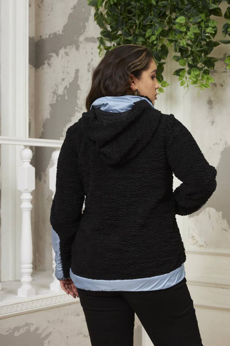 Teddy Coat With High Collar And Zip Closure