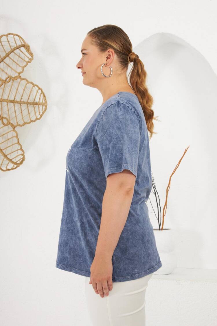Casual Plus Size Tshirt With Letter Print