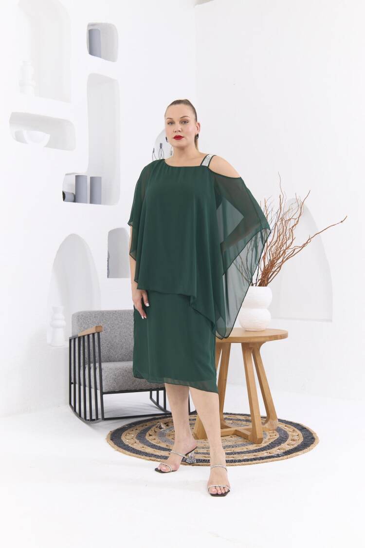 Elegant Green Plus Size Formal Shift Dress