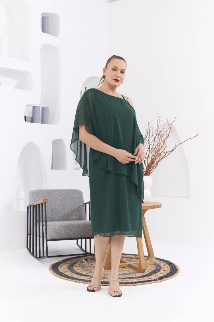 Elegant Green Plus Size Formal Shift Dress