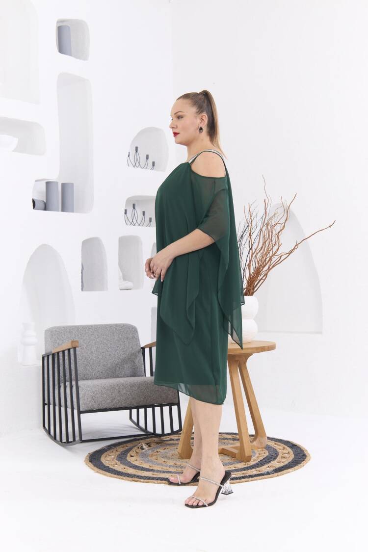 Elegant Green Plus Size Formal Shift Dress