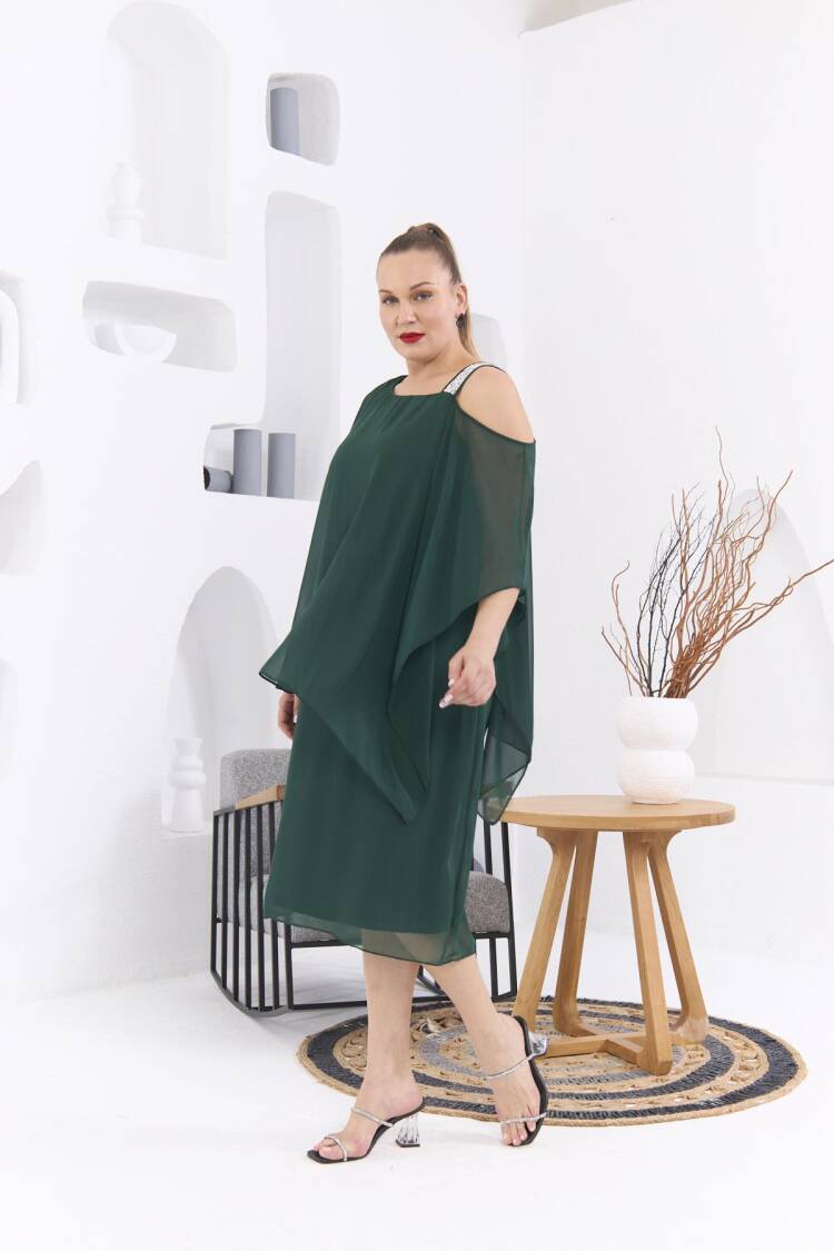 Elegant Green Plus Size Formal Shift Dress