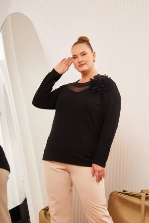 Black Elegant Plus Size Blouse