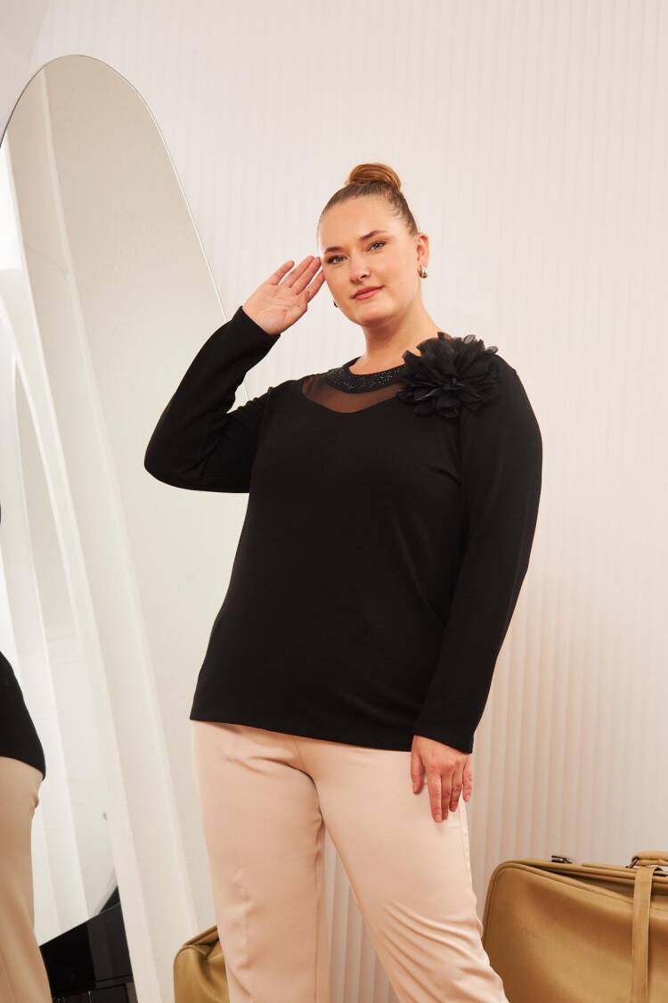 Black Elegant Plus Size Blouse