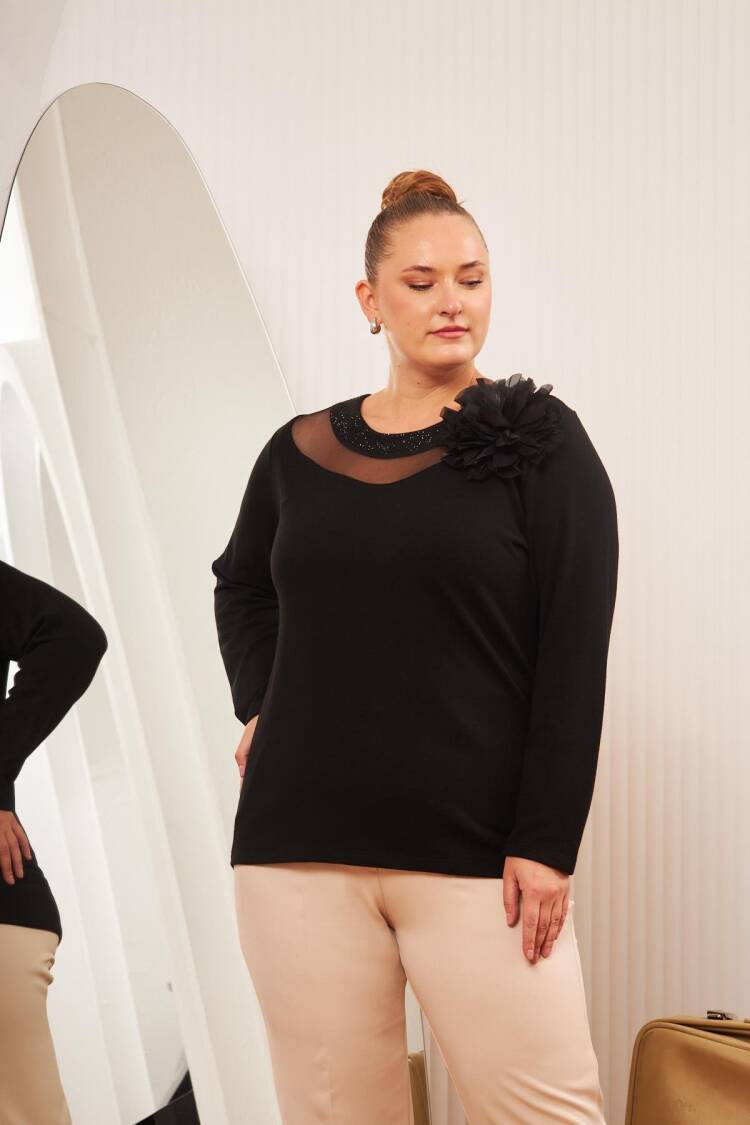 Black Elegant Plus Size Blouse