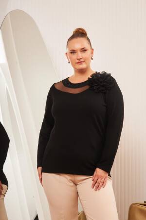 Black Elegant Plus Size Blouse