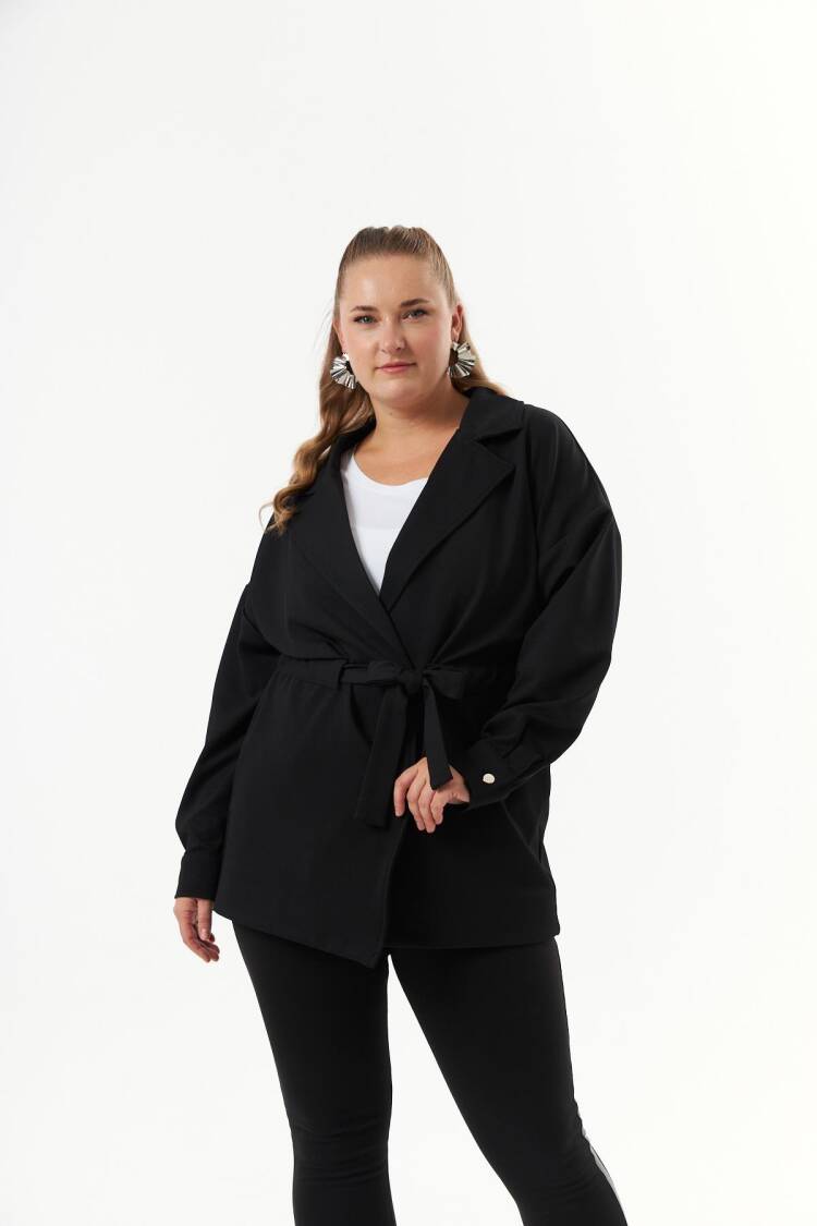 Waist Lace Detailed Plus Size Jackets