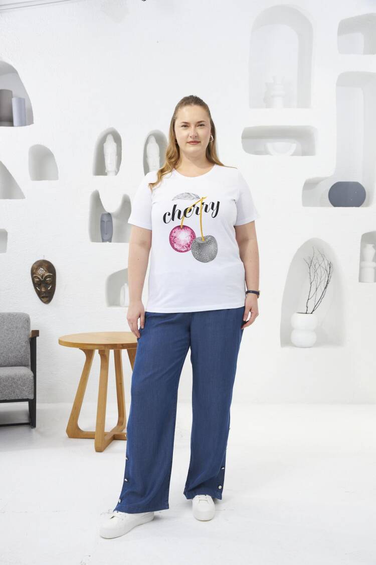 Casual Plus Size Tshirt With Fruit Pattern