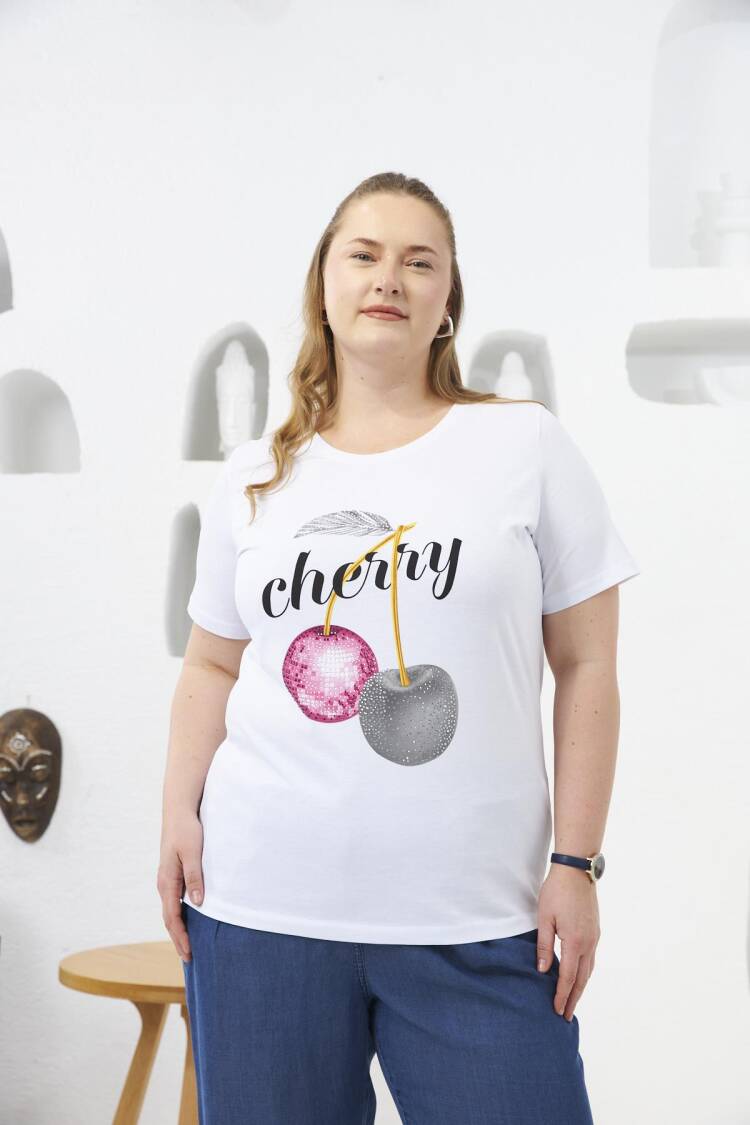 Casual Plus Size Tshirt With Fruit Pattern