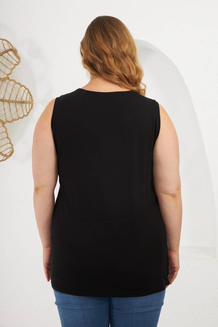 Plus Size Sleeveless V-Neck Blouse