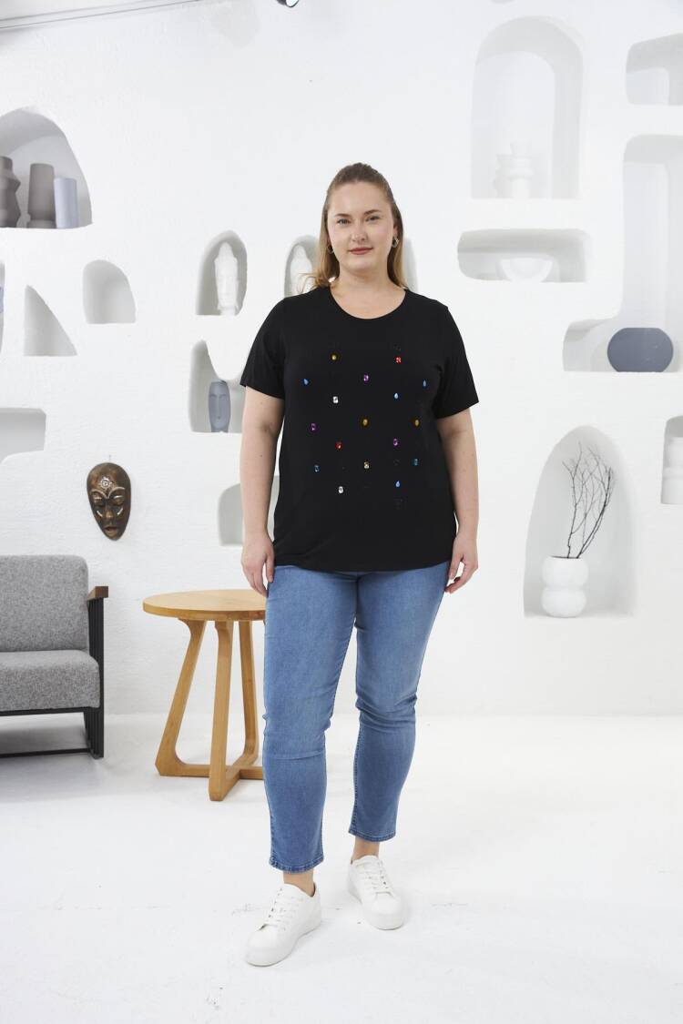 Sequined Plus Size Casual Tshirt