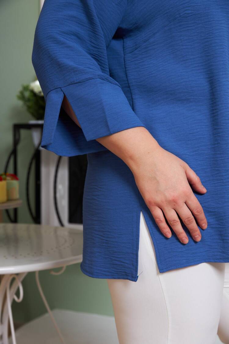 Blue Plus Size Casual Elegant Blouse
