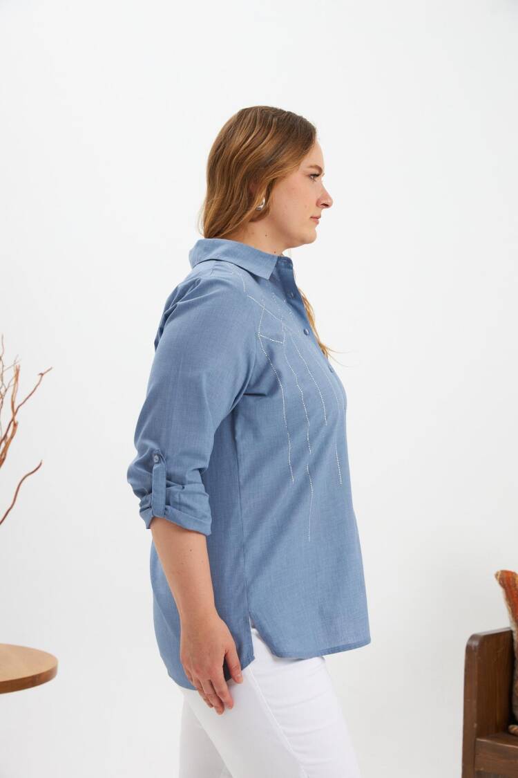 Blue Checkered Plus Size Shirt