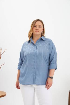 Blue Checkered Plus Size Shirt