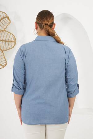 Blue Checkered Plus Size Shirt