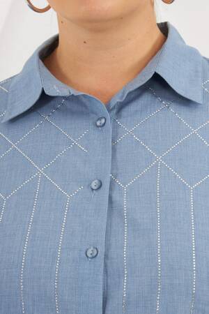 Blue Checkered Plus Size Shirt