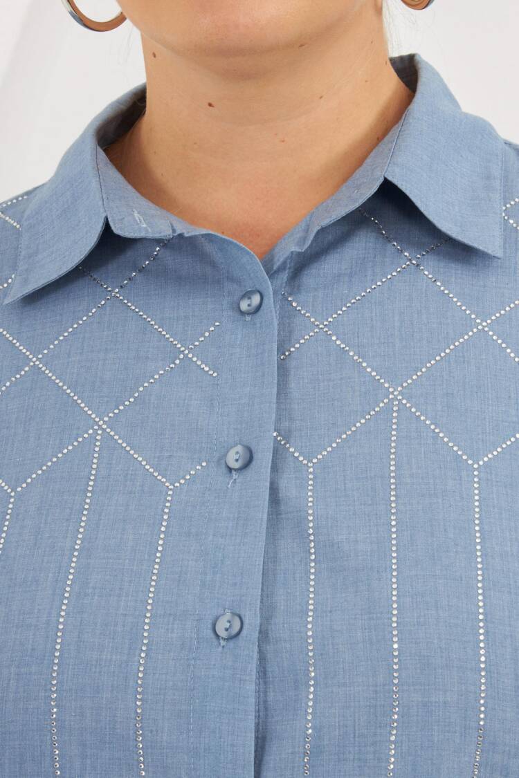 Blue Checkered Plus Size Shirt