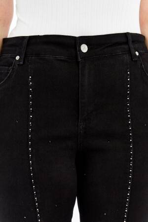 Sequined Mom Jeans With Flare Leg