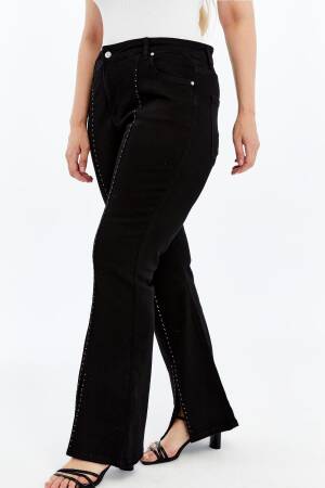 Sequined Mom Jeans With Flare Leg