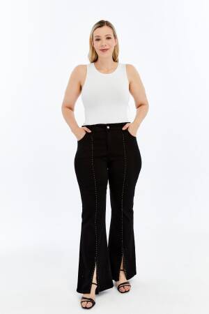 Sequined Mom Jeans With Flare Leg