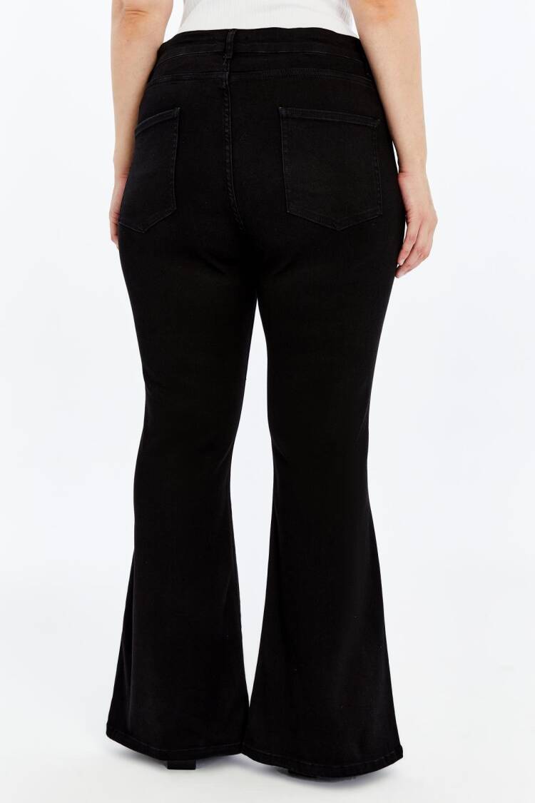 Sequined Mom Jeans With Flare Leg