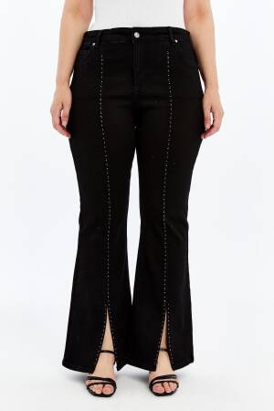 Sequined Mom Jeans With Flare Leg