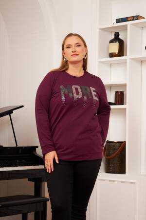 Claret Red Sweatshirt With Letter Print